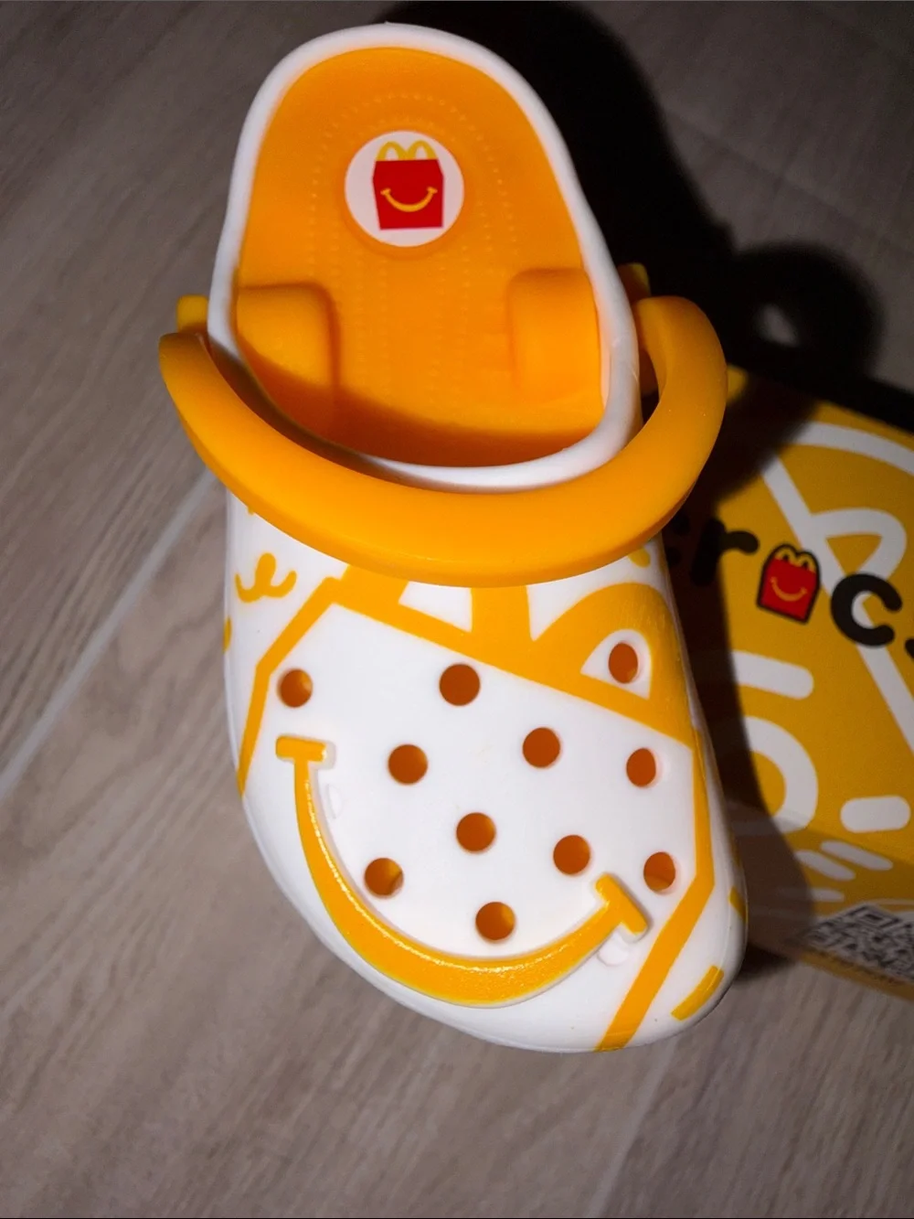 CROCS Collectible White and Orange Smiley